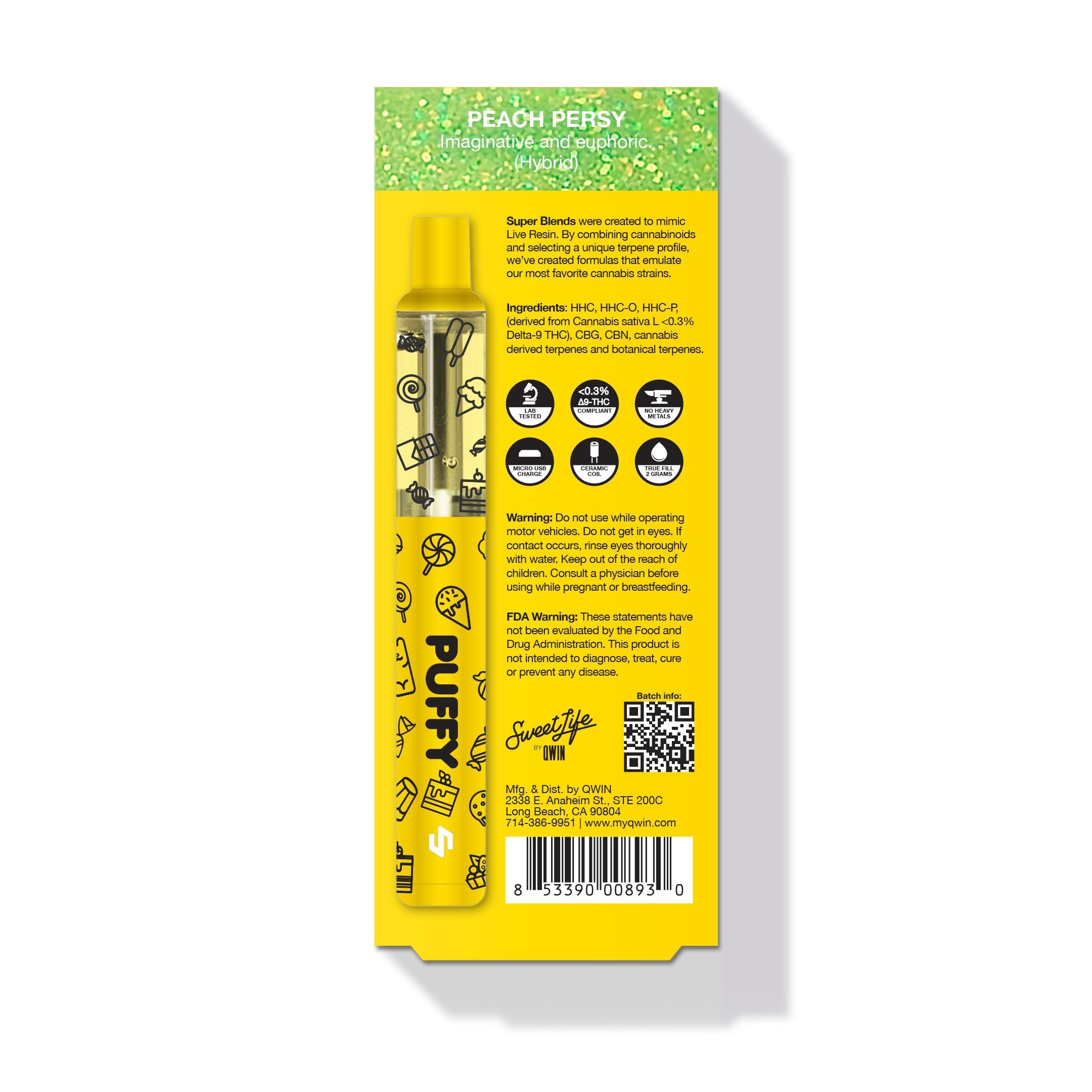 PUFFY 2G - Peach Persy (Super Blends HHC) - Hybrid