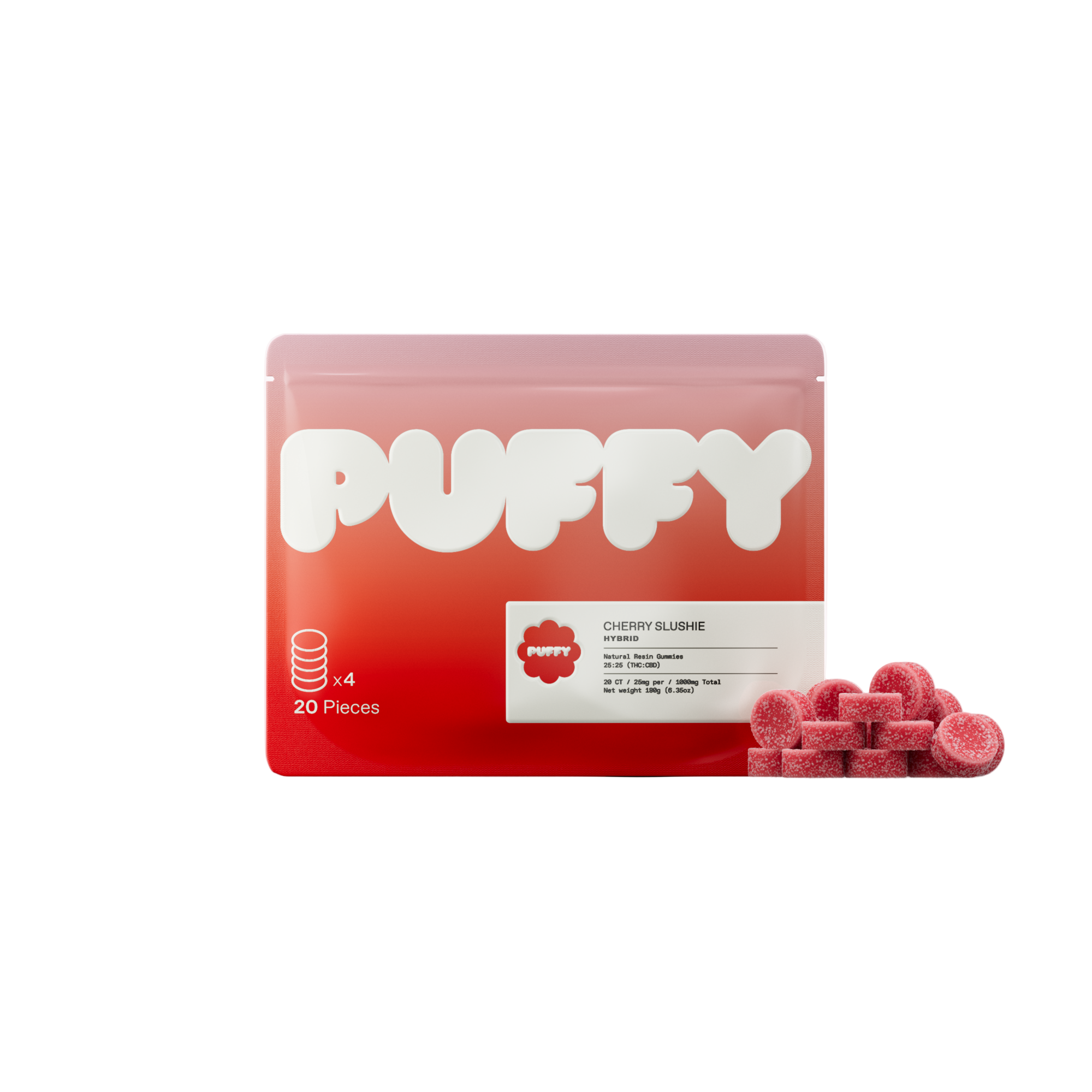 Cherry Slushie Live Resin THC Gummies (Hybrid)