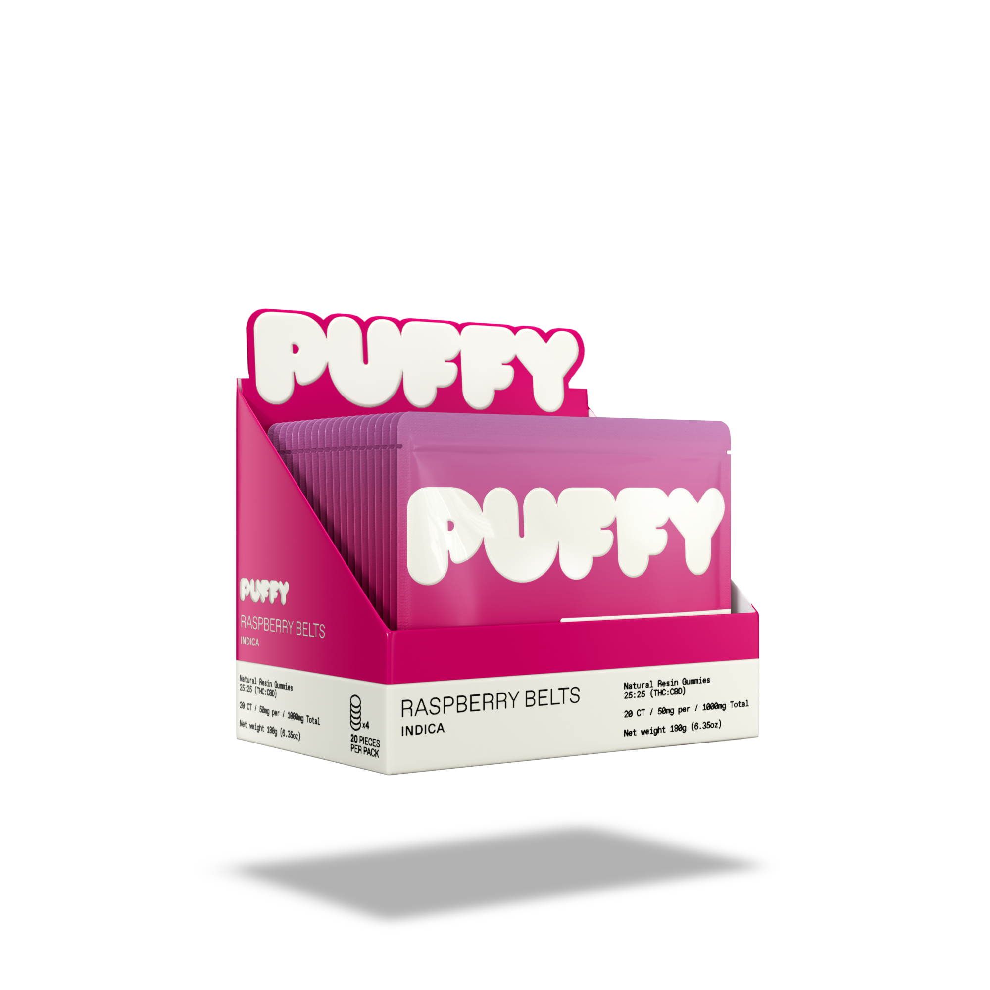 Raspberry Belts Live Resin THC Gummies (Indica)