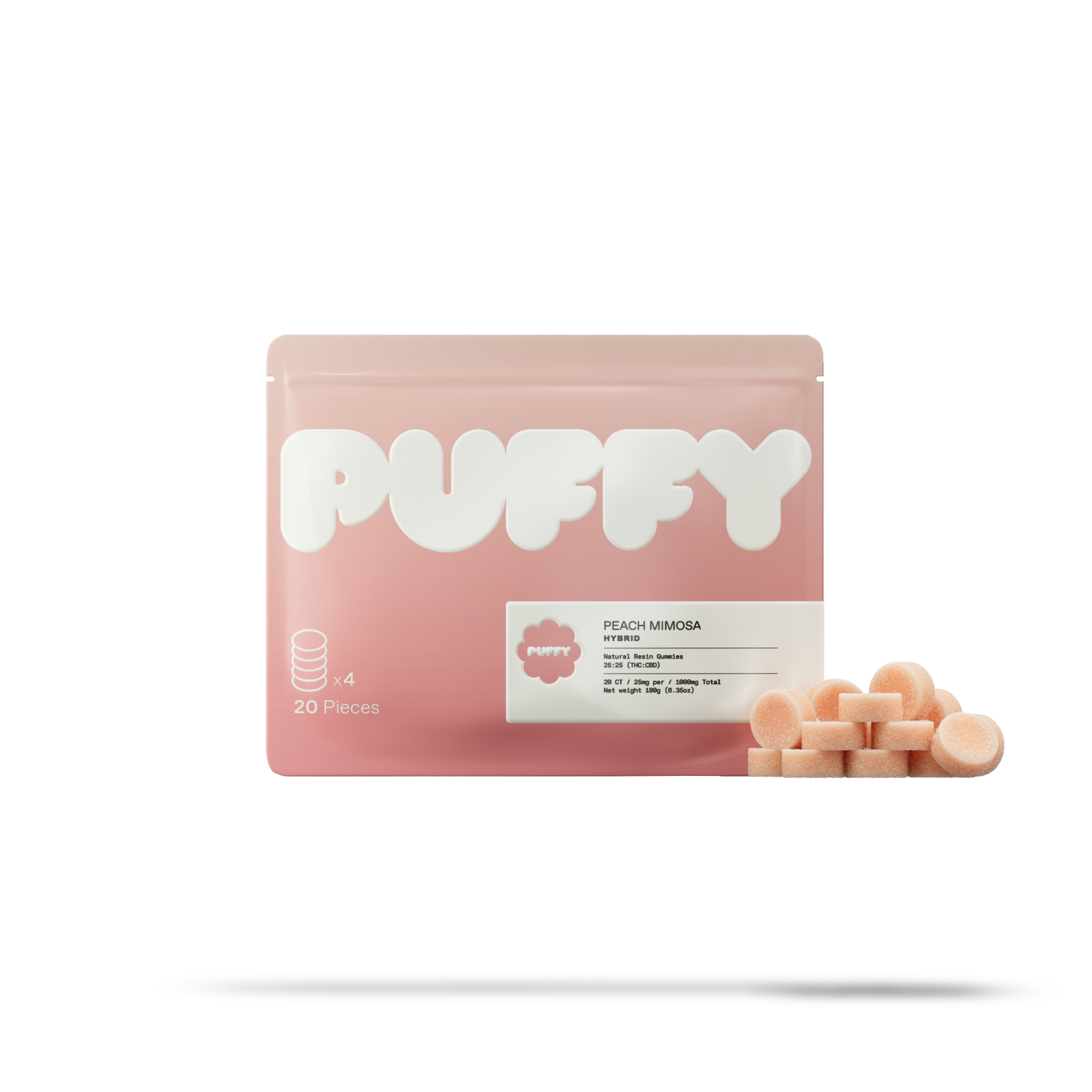 Peach Mimosa Natural Resin THC Gummies (Hybrid)