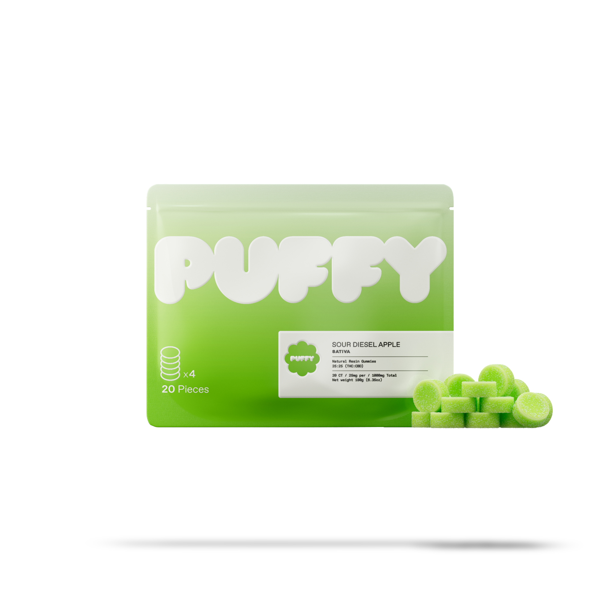 Sour Diesel Apple Natural Resin THC Gummies (Sativa)