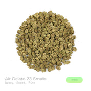 PUFFY Air Gelato 23 (smalls) is a balanced hybrid THCa strain, crafted from the legendary cross of Air Jordan OG and Gelato. The aroma is gassy, with sweet undertones and a fresh hint of pine, creating a bold and inviting scent profile. Visually, dense deep green buds with purple hues and fiery orange pistils are coated in sticky trichomes. Consumers often report an uplifting and euphoric mental head‑high, accompanied by gentle physical relaxation, improved mood, and potential relief from anxiety, stress, i