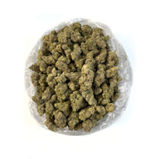 PUFFY AK-47 is a sativa-dominant hybrid THCa strain, crafted from a unique four-way cross of Colombian, Mexican, Thai, and Afghan landrace strains. Its aroma is a rich blend of earthy and pungent tones, accented by sweet floral hints and subtle notes of wood and spice. The flavor profile delivers a sweet and sour punch, layered with skunky pine and a light peppery finish. Visually, the buds are compact, dense, and slightly elongated, showcasing bright lime green hues interwoven with deep orange to reddish p