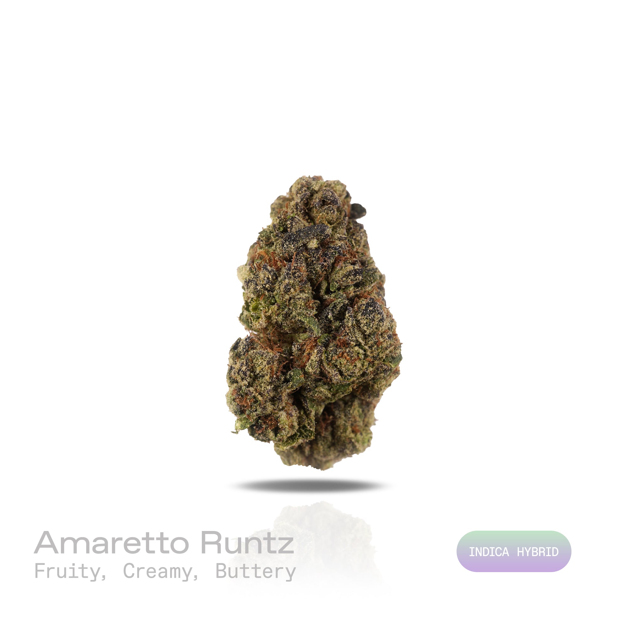 PUFFY Amaretto Runtz is an indica-dominant hybrid THCa strain born from the legendary cross between Rainbow Sherbet x Pink Panties. The aroma is a rich blend of fruity sweetness, creamy smoothness, and a subtle buttery finish. Visually, the buds are dense and chunky with light green hues, bright orange pistils, and a frosty trichome coating. Consumers often describe the experience as a euphoric body buzz that melts away tension, while at the same time delivering an uplifting, cerebral high that enhances moo