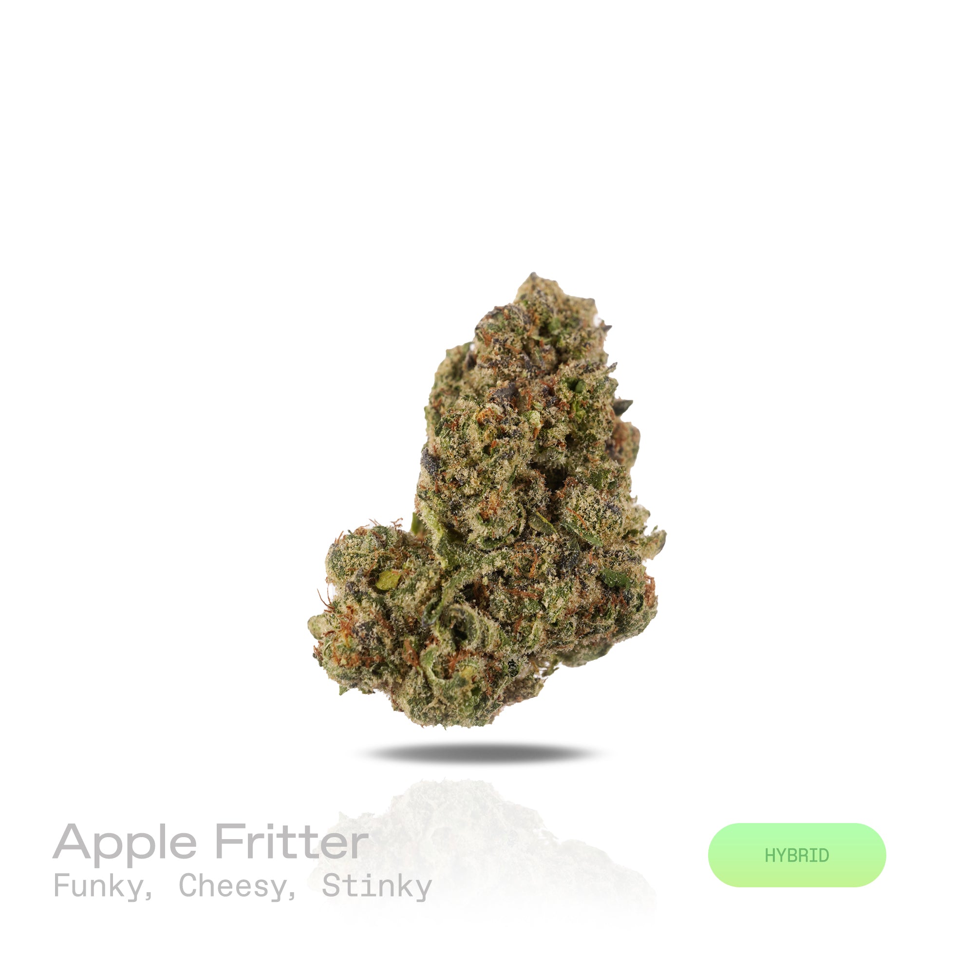 PUFFY Apple Fritter is a balanced hybrid THCa strain, born from the flavorful cross of Sour Apple × Animal Cookies. The aroma is unmistakably bold, funky, cheesy, and deliciously stinky, with an earthy pungency that demands attention and lingers in the air. Visually striking, the dense buds are covered with frosty trichomes, showcasing deep green to purple hues with vibrant orange pistils. Consumers often report a blend of euphoria and relaxation, accompanied by a tingling body buzz, lighthearted giggles, a