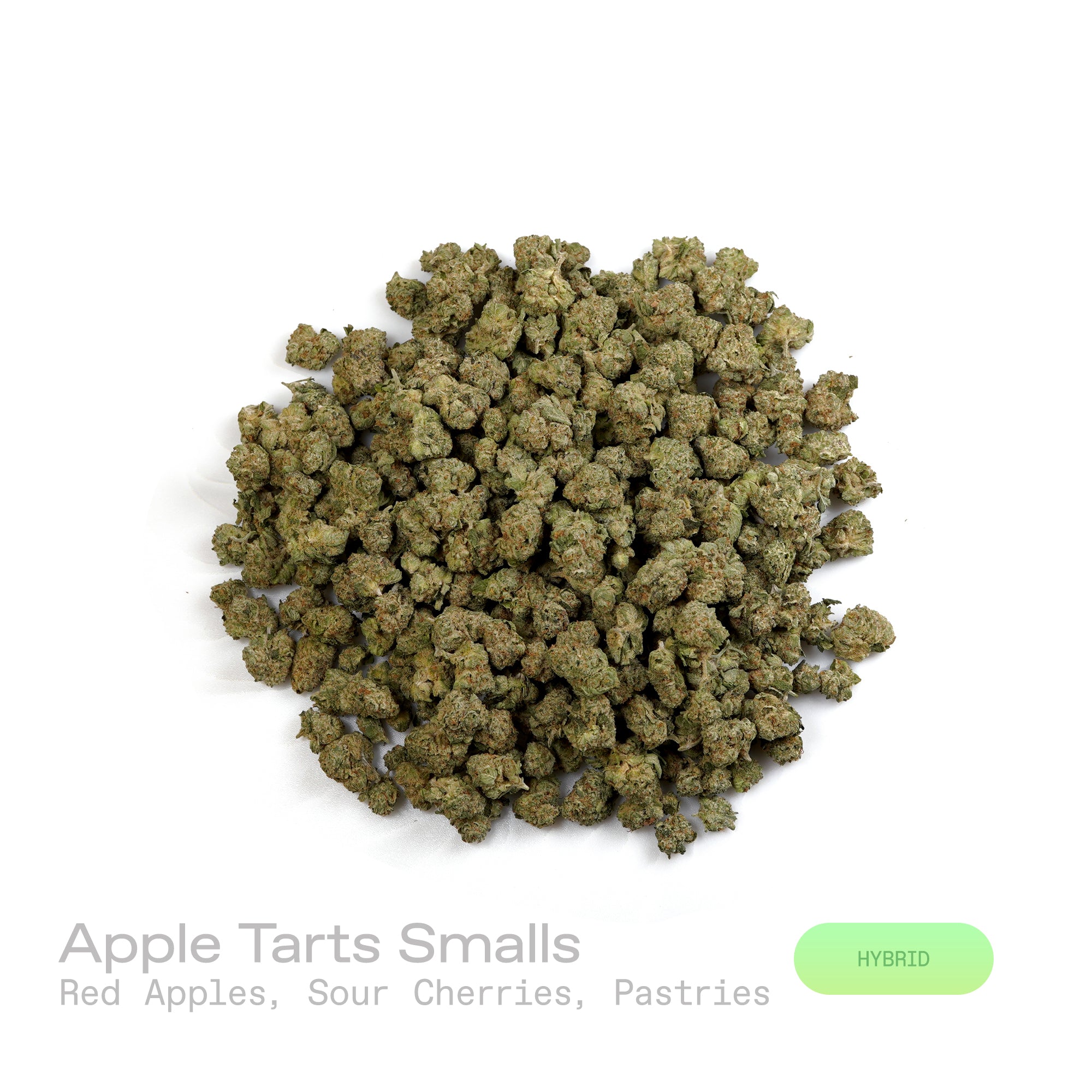 PUFFY Apple Tarts (smalls) is a balanced hybrid THCa strain, born from the flavorful cross of Apple Fritter and Runtz. Aroma of crisp red apples, tangy sour cherries, and warm, freshly baked pastries. Visually, the buds are chunky and frosted with trichomes, showing vibrant green to deep purple tones accented by fiery orange pistils. Consumers often report an initial euphoric, uplifting boost that enhances mood and creativity before easing into body relaxation and calm.
