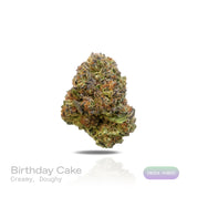 PUFFY Birthday Cake is an indica-dominant hybrid THCa strain created from Girl Scout Cookies (GSC) × Cherry Pie. The aroma delivers a rich, creamy scent layered with warm, doughy notes reminiscent of fresh-baked pastries. Visually, the buds Dense, chunky buds in forest green with purple hues are coated in frosty white trichomes and accented by bright orange pistils throughout. Consumers often report Euphoric and uplifting at first, this strain delivers deep physical relaxation with a sedative body high in l