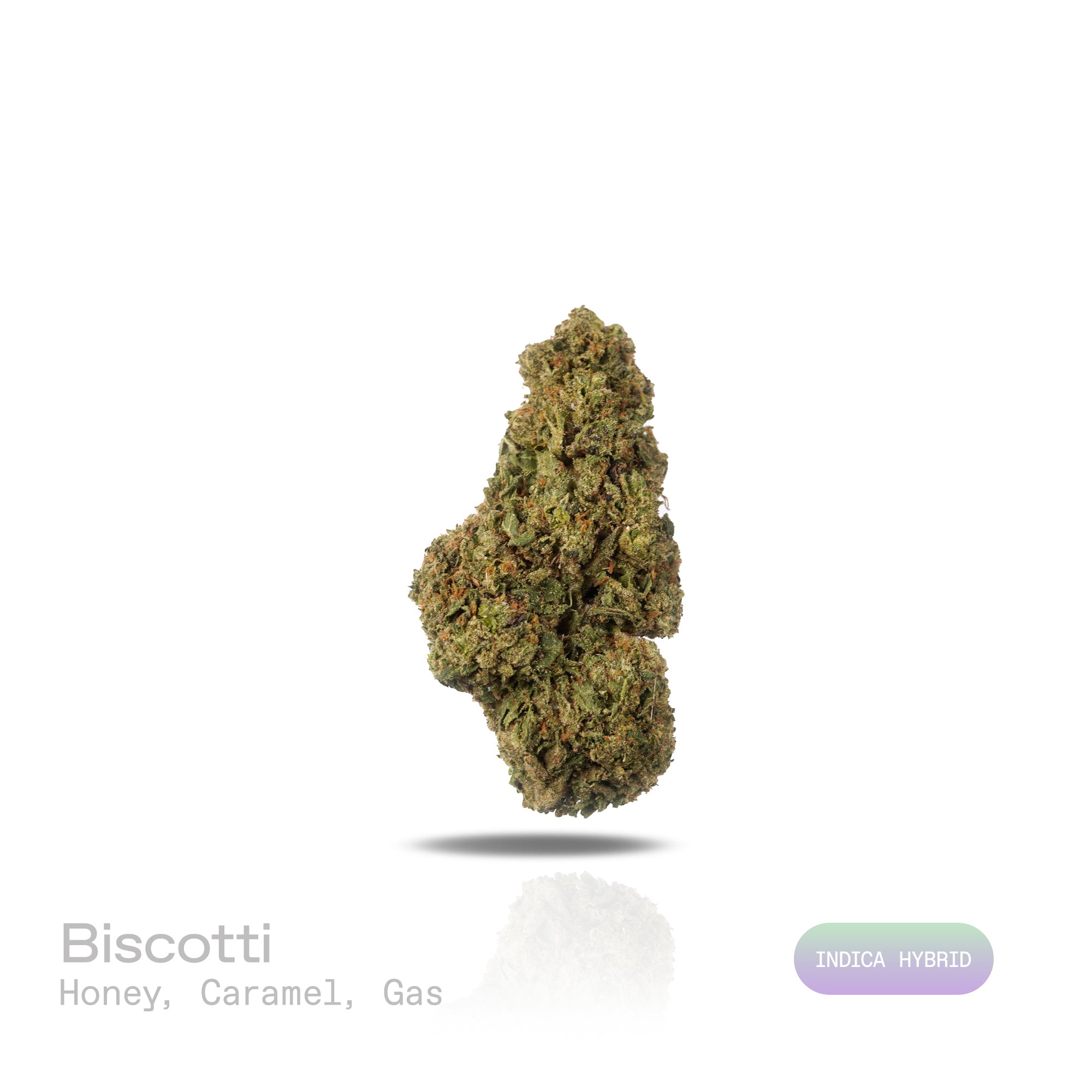 PUFFY Biscotti is an indica-dominant hybrid THCa strain born from the flavorful cross of Gelato #25 and South Florida OG. The aroma blends sweet notes of honey and caramel with a sharp, gassy undertone. Visually, the buds are compact and rock-like with rich green to dark jade tones, occasional violet streaks, fiery orange pistils, and a sparkling resin coating that gives them a candied appearance. Consumers often report the high as a balanced experience that starts with a cerebral uplift, sparking creativit