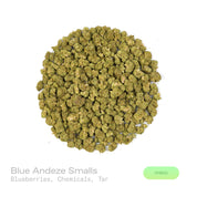 PUFFY Blue Andeze (smalls) is a balanced hybrid THCa strain born from the legendary cross of Thin Mint Girl Scout Cookies and DJ Short Blueberry. The aroma presents a bold blend of sweet blueberries, sharp chemical notes, and a distinct tar-like undertone. Visually, dense deep green buds with purple hues and fiery orange pistils are coated in sticky trichomes. Consumers often report a euphoric and uplifting experience paired with soothing, deep relaxation that can help relieve stress and unwind.