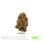 PUFFY Blueberry Jack is a balanced hybrid THCa strain, expertly crafted from a potent cross between Jack Herer × DJ Short Blueberry. Aroma is a sharp blend of sour blueberries layered with pungent gas and a hint of chemical sharpness. Visually, medium to large buds show a dense structure, green to purple hues, bright pistils, and a frosty trichome coat. Consumers often report an uplifting, euphoric high that boosts mood and focus with cerebral energy, balanced by light physical relaxation.
