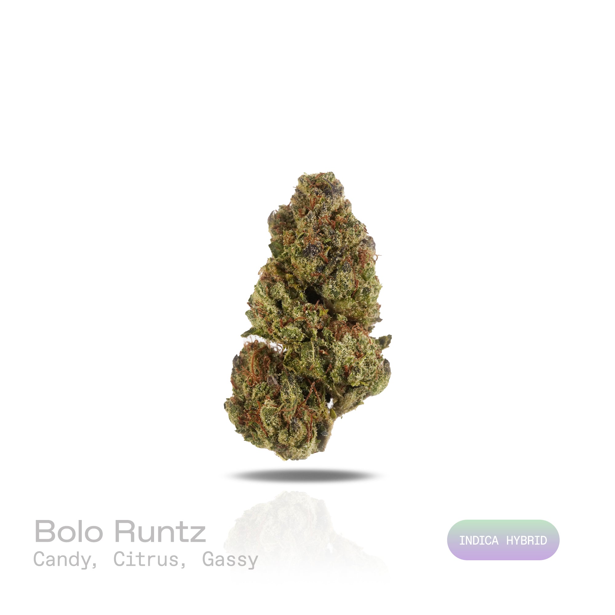 PUFFY Bolo Runtz is an indica-dominant hybrid THCa strain, born from the legendary pairing of Gelato and ZKZ. The aroma bursts with sweet candy, zesty citrus, and a subtle gassy undertone that lingers enticingly. Visually, the buds are dense and vibrant, showcasing vivid green and deep purple hues, accented by bright orange pistils and a generous coating of sparkling trichomes. Consumers often report a balanced high that begins with a euphoric cerebral lift and gradually settles into a soothing body effect.