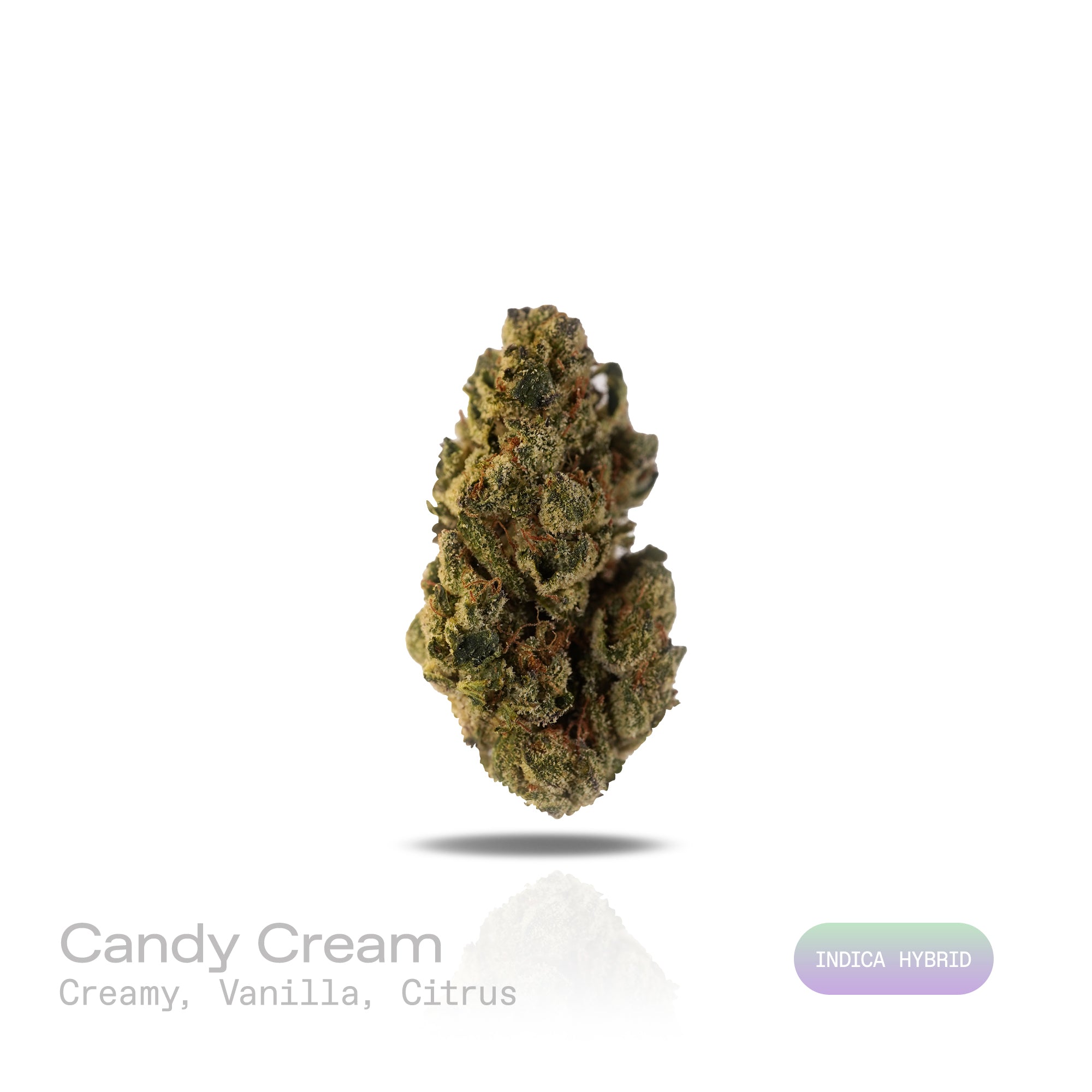 PUFFY Candy Cream is an indica-dominant hybrid THCa strain, born from the flavorful cross of Skywalker and Dolato. The aroma is a delightful blend of sweet, creamy vanilla with a bright, citrusy twist. Visually, the buds are dense and chunky, with bright greens, touches of purple, fiery orange pistils, and a thick coat of frosty trichomes. Consumers often describe the experience as deeply relaxing yet joyfully uplifting, bringing waves of euphoria and sparking bursts of creativity.
