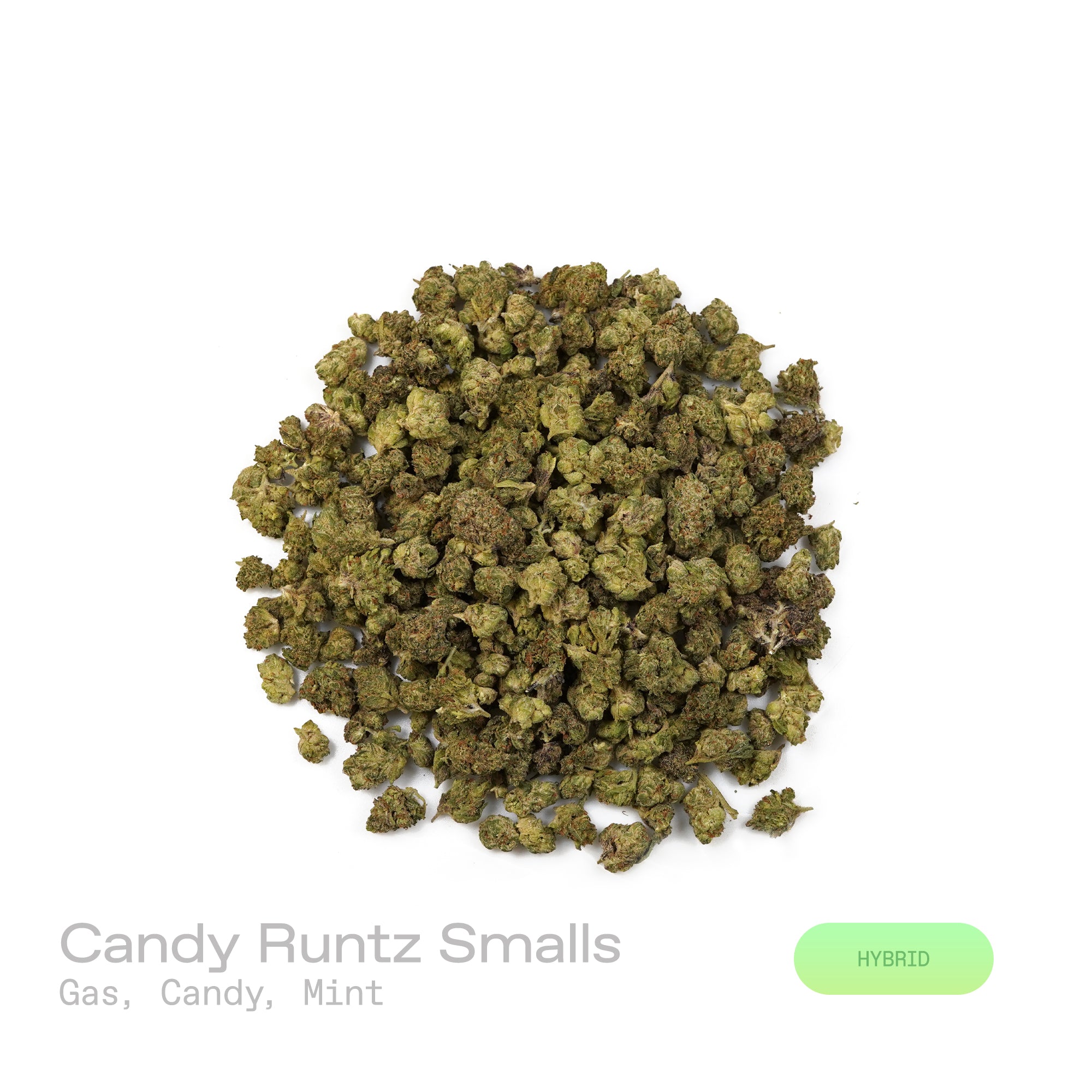 PUFFY Candy Runtz (smalls) is a balanced hybrid THCa strain, born from the legendary cross of ZKZ and Gelato. A bold blend of sharp gas, sweet candy, and refreshing mint creates a rich, layered aroma that’s both striking and memorable. Visually dense buds, frosty with bright orange pistils and purple accents. Consumers often describe an initial wave of euphoria that sparks creativity and uplift, gradually easing into a calm, relaxing state.
