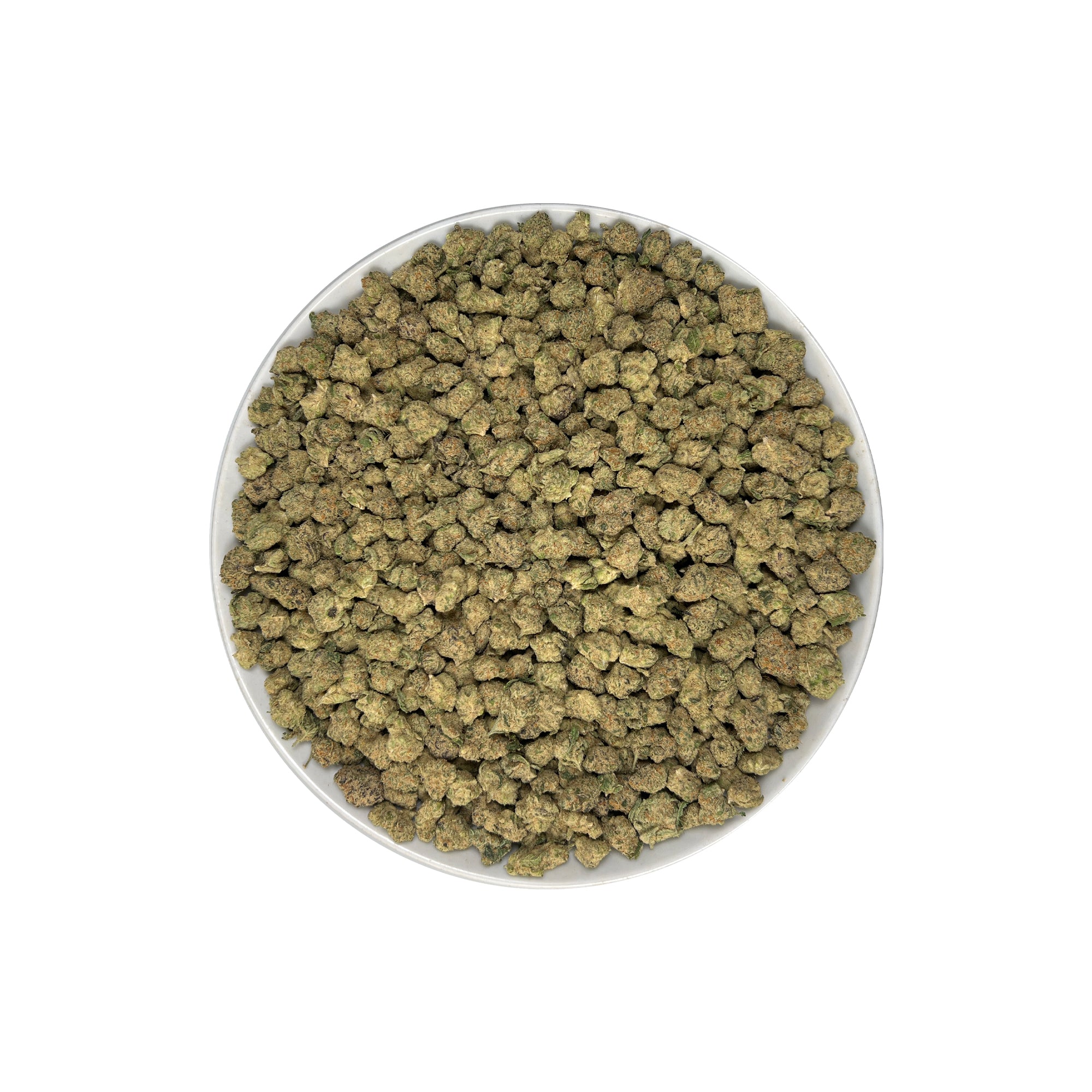 PUFFY Carbon Fiber (smalls) is a balanced hybrid THCa strain, created from a potent blend of Grape Pie, Biscotti, and Cookies & Cream. The aroma unfolds with a rich earthy base, complemented by smooth, creamy notes and a subtle, spicy hint of pepper. Visually, the buds are dense and striking, featuring deep green and purple hues, coated in frosty trichomes and accented with bright orange pistils. Consumers often describe the smoke as creamy and smooth, with a powerful high that feels giggly, tingly, and men