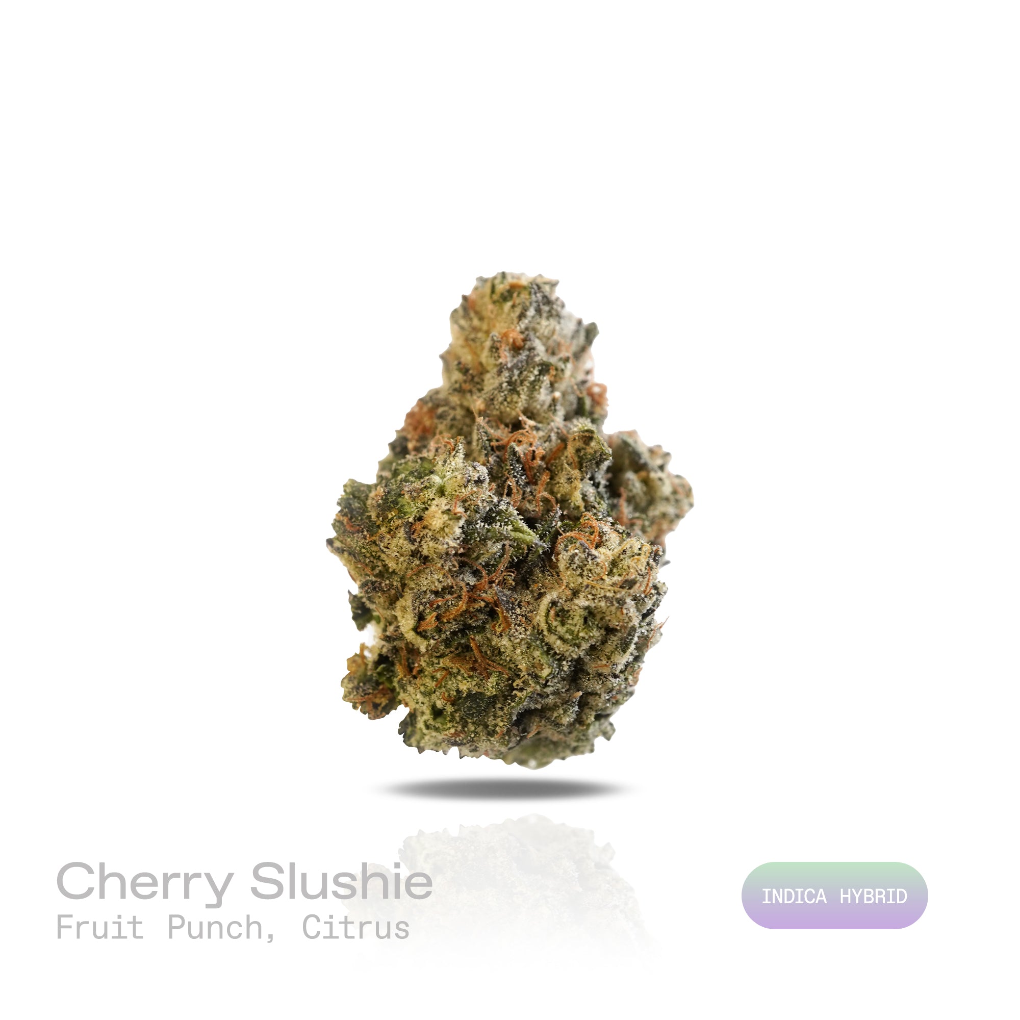 PUFFY Cherry Slushie is an indica-dominant hybrid THCa strain crafted from Cherry Pie × Purple Punch × AK-47. Its aroma bursts with sweet fruit punch layered with zesty citrus undertones, while the flavor delivers juicy cherry accented by a tangy lemon-lime twist. Visually, the buds are spade-shaped and forest-green, streaked with deep purples, thick orange pistils, and coated in frosty, crystal-dusted trichomes. Consumers often report a quick-hitting cerebral uplift bringing euphoria, focus, and creativity