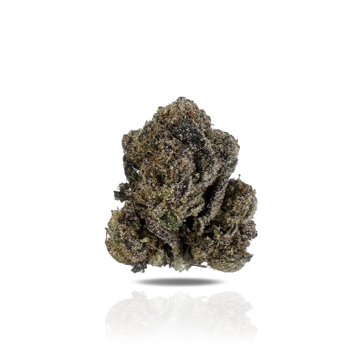 PUFFY Cherry Sunset is a premium hybrid THCa strain, artfully bred from the flavorful genetics of Cherry Pie and Sunset Sherbet. It has a rich, pleasant smell with citrusy limonene, peppery caryophyllene, and hints of mint or flowers. The flavor is mostly fruity cherry, with touches of citrus, tropical sweetness, mint, and spice, making it tasty and complex. Visually striking, it features dense buds with vibrant purple hues, bright orange hairs, and a heavy coating of glistening resin. Consumers describe it