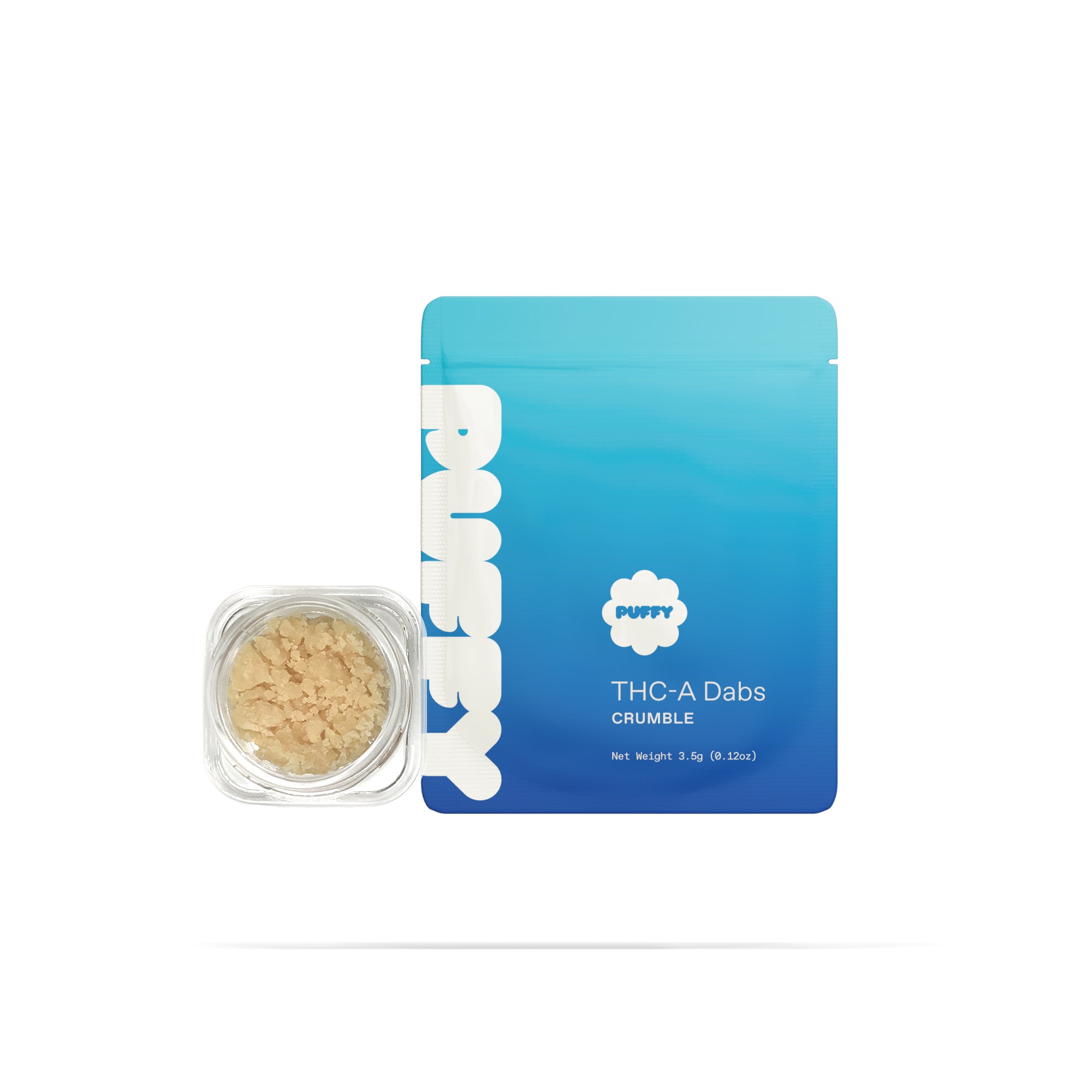 PUFFY THCa Gaslato : Extract crumble using butane or liquefied petroleum gas. This type of concentrate is extremely potent, and the crumb-like consistency makes it easy to dose.