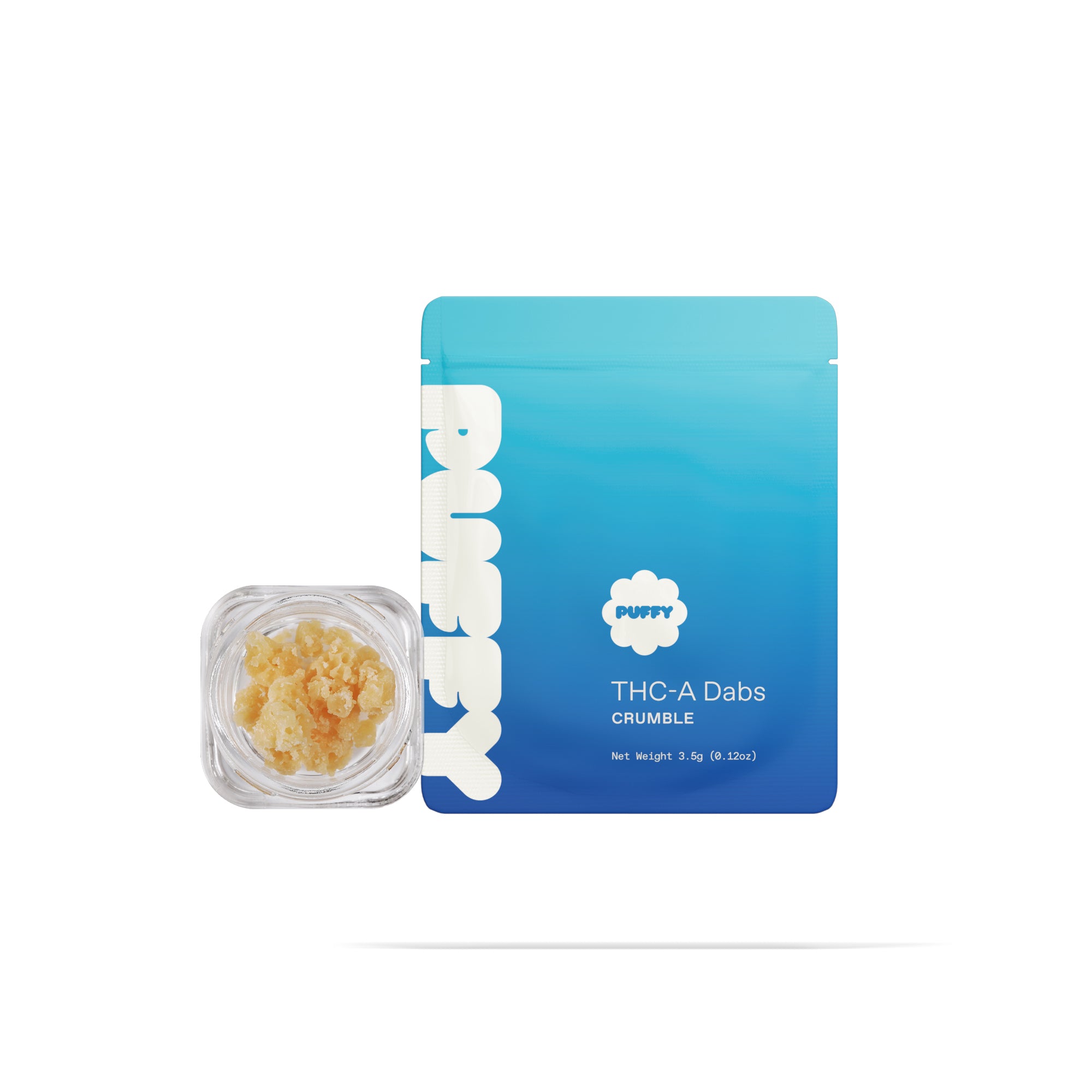 PUFFY THCa Gelato: Extract crumble using butane or liquefied petroleum gas. This type of concentrate is extremely potent, and the crumb-like consistency makes it easy to dose.