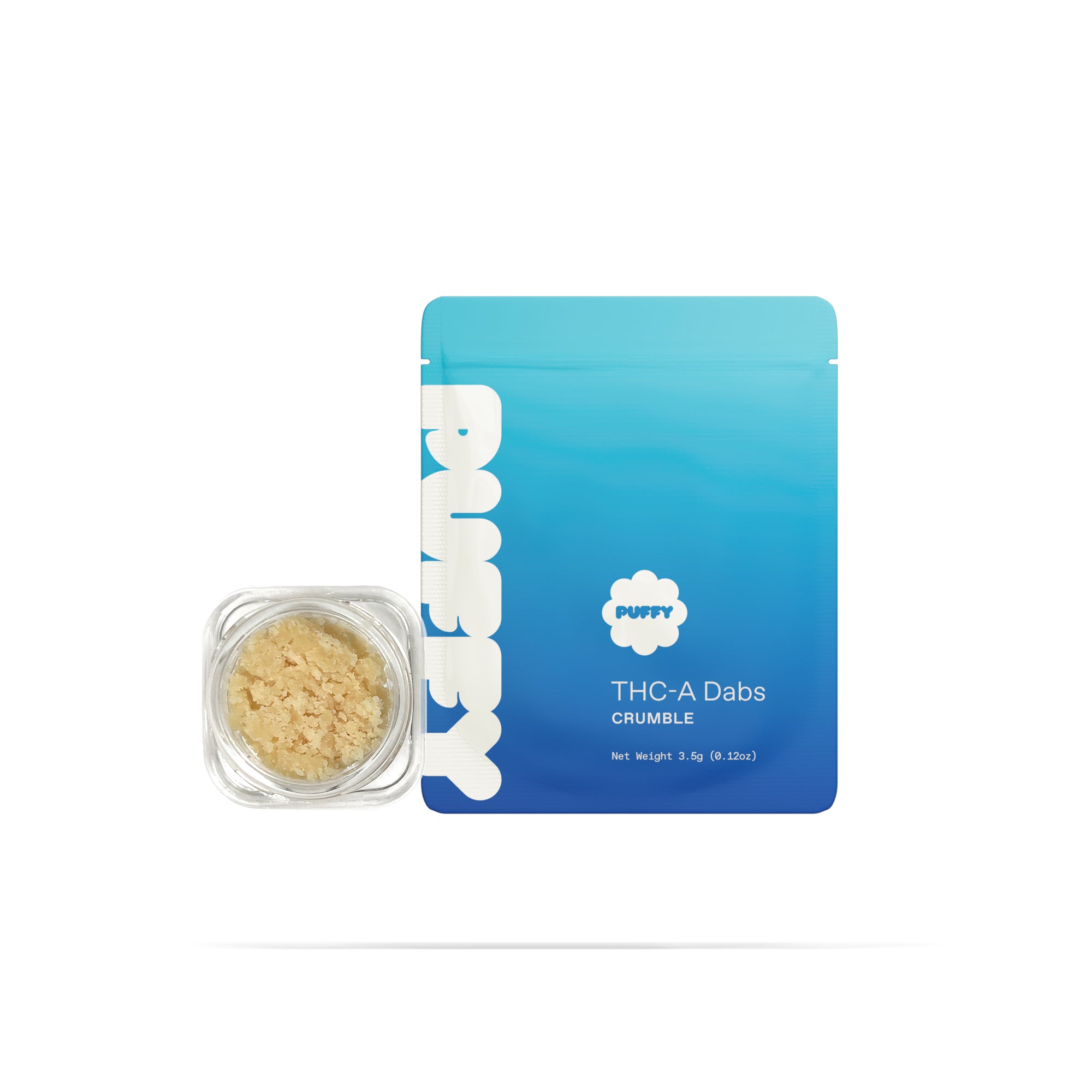 PUFFY THCa Jet Fuel: Extract crumble using butane or liquefied petroleum gas. This type of concentrate is extremely potent, and the crumb-like consistency makes it easy to dose.