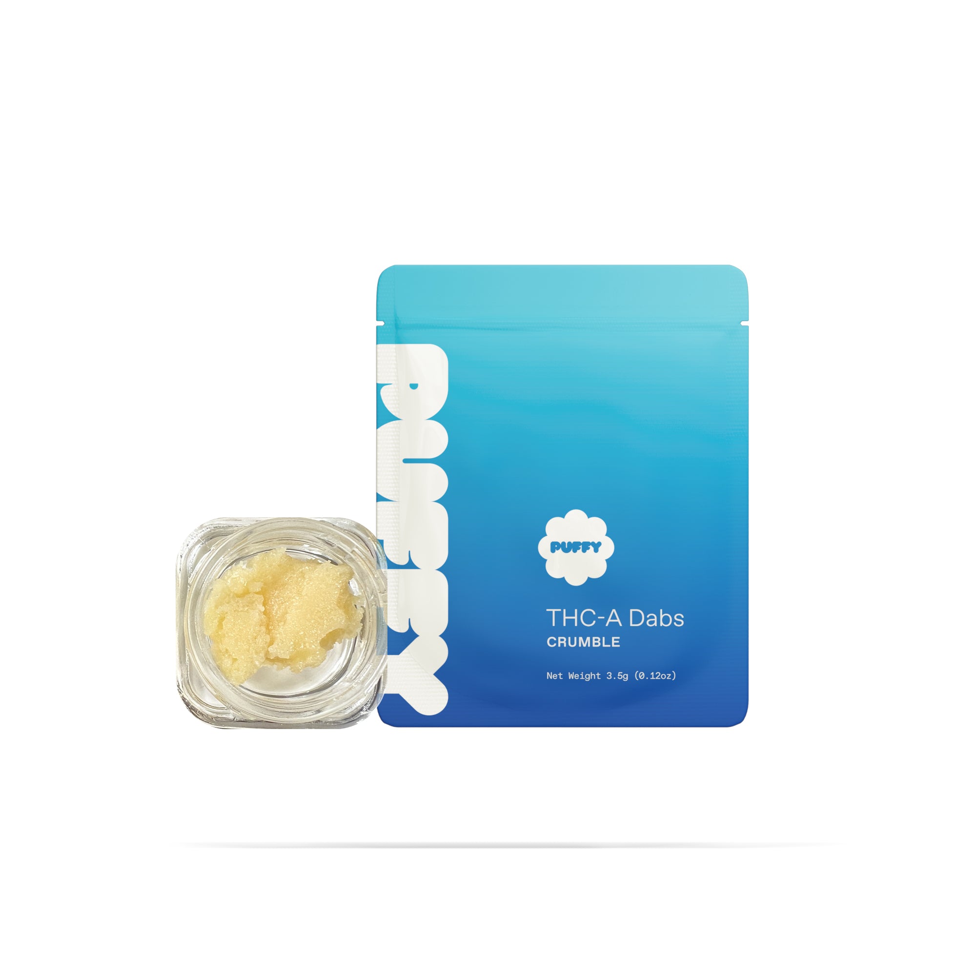 PUFFY THCa Crumble RS-11: Extract crumble using butane or liquefied petroleum gas. This type of concentrate is extremely potent, and the crumb-like consistency makes it easy to dose.