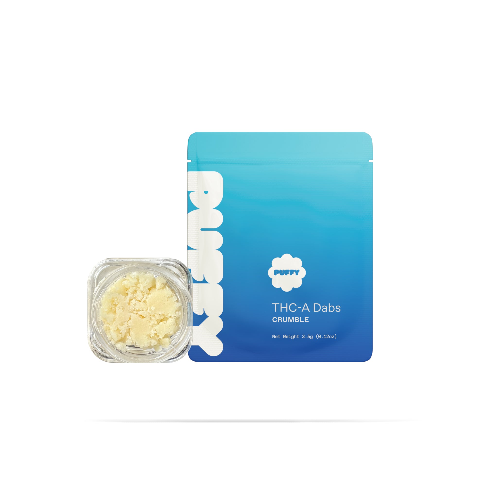 PUFFY THCa Crumble Runtz: Extract crumble using butane or liquefied petroleum gas. This type of concentrate is extremely potent, and the crumb-like consistency makes it easy to dose.