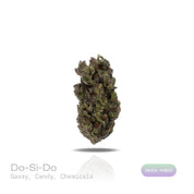 PUFFY Do-Si-Do is an indica-dominant hybrid THCa strain, born from the legendary cross of Girl Scout Cookies (GSC) × Face Off OG. A bold aroma that opens with sharp gassy notes, layered with a sweet candy-like undertone and finished with a distinct chemical edge, creating a pungent yet intriguing profile. Visually striking, with dense medium buds in deep green and purple tones, accented by bright orange pistils and a frosty coat of milky-white trichomes. Consumers often report a calming body high with uplif