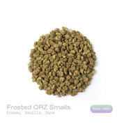 PUFFY Frosted ORZ (smalls) is an indica-dominant hybrid THCa strain, crafted from the legendary lineage of Cookies N Cream × Secret Weapon. The aroma is a rich and enticing blend of creamy sweetness, smooth vanilla, and earthy, dank undertones. Visually striking, the dense green buds showcase subtle purple hues, fiery orange hairs, and a heavy coat of frosty trichomes. Consumers often note an uplifting spark of creativity and euphoria that flows into a relaxed, calm state while keeping conversations lively.