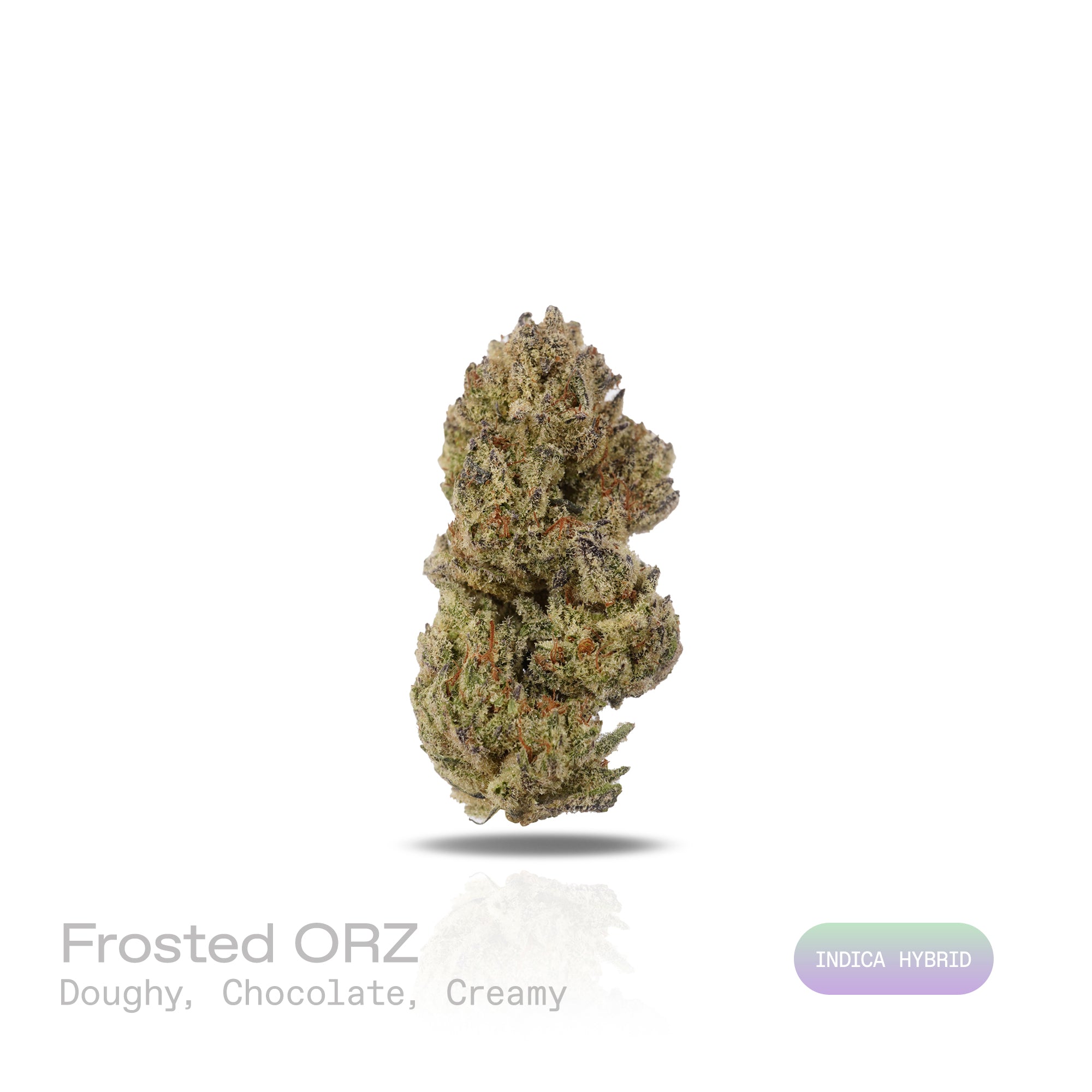 PUFFY Frosted ORZ is an indica-dominant hybrid THCa strain, crafted from the legendary lineage of Cookies N Cream × Secret Weapon. Aroma is rich and indulgent, blending doughy sweetness with smooth chocolate and a creamy finish. Visually striking, the dense green buds showcase subtle purple hues, fiery orange hairs, and a heavy coat of frosty trichomes. Consumers often note an uplifting spark of creativity and euphoria that flows into a relaxed, calm state while keeping conversations lively.
