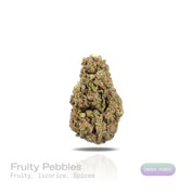 PUFFY Fruity Pebbles is an indica-dominant hybrid THCa strain, born from the intricate cross of Green Ribbon × Granddaddy Purple x Tahoe Alien. The aroma of this strain is a captivating blend of fruity sweetness, subtle licorice notes, and warm, aromatic spices, creating a complex and inviting scent profile that entices the senses. Visually, dense green buds with purple hues and fiery orange pistils are coated in sticky trichomes. Consumers often report a blissful blend of happiness and euphoria, feeling up