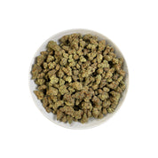 PUFFY Garlicane is an indica-dominant hybrid THCa strain, created by crossing GMO × Slurricane. The aroma combines a bold kick of pickled garlic with a sweet, candy-like finish, creating a uniquely savory-sweet profile. Visually, the buds are dense and deep green with purple hues, bright pistils, and a heavy frost of trichomes. Consumers often report a soothing body melt paired with gentle tingles, balanced by a calm, euphoric state of mind.
