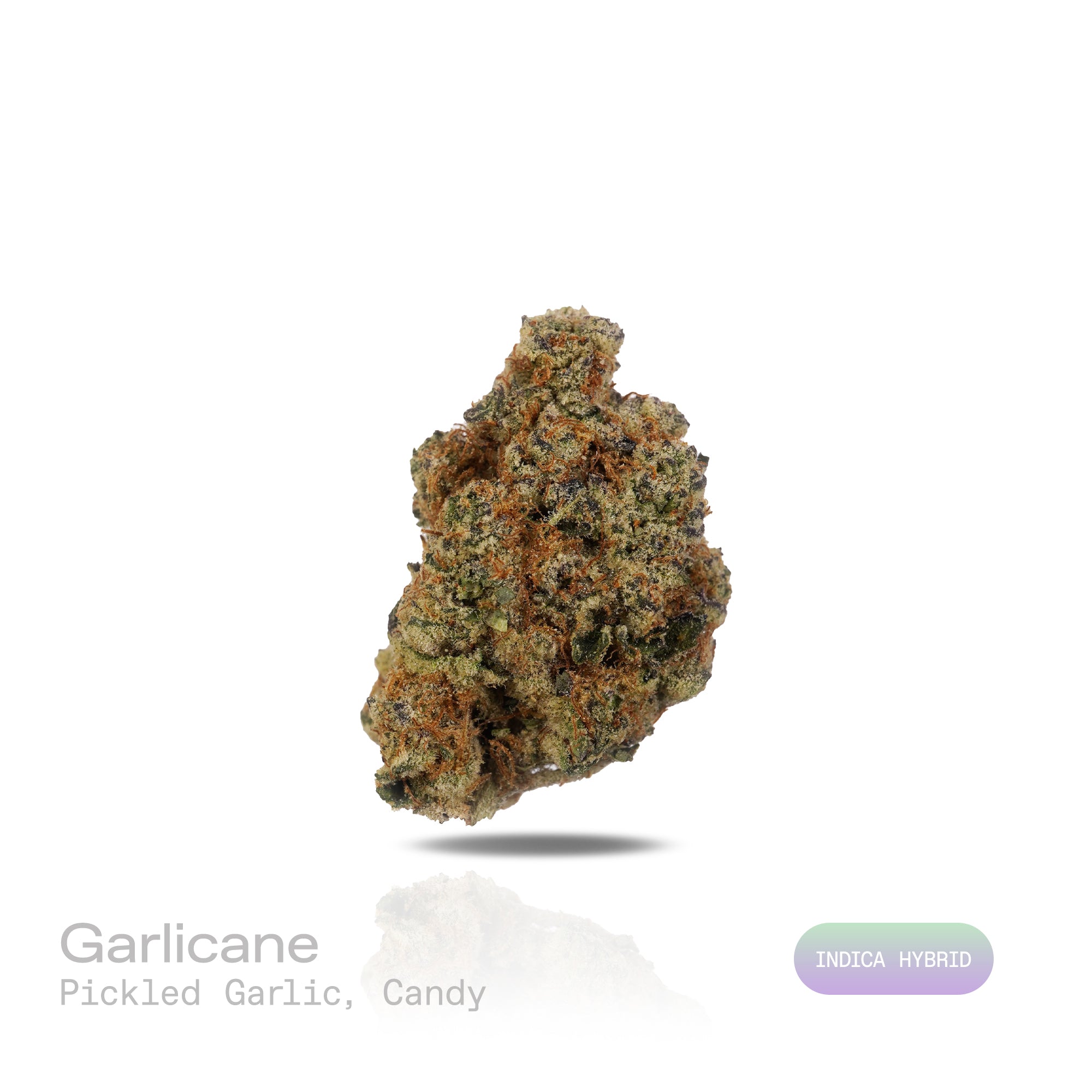 PUFFY Garlicane is an indica-dominant hybrid THCa strain, created by crossing GMO × Slurricane. The aroma combines a bold kick of pickled garlic with a sweet, candy-like finish, creating a uniquely savory-sweet profile. Visually, the buds are dense and deep green with purple hues, bright pistils, and a heavy frost of trichomes. Consumers often report a soothing body melt paired with gentle tingles, balanced by a calm, euphoric state of mind.

