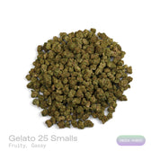 PUFFY Gelato 25 (smalls) is an indica-dominant hybrid THCa strain, born from the renowned cross of Thin Mint Girl Scout Cookies and Sunset Sherbet. The aroma bursts with sweet, fruity notes layered over a pungent, gassy undertone. Visually, dense buds show bright green hues, orange pistils, and a frosty trichome finish. Consumers often experience a calming wave of contentment, uplifted spirits, and a boost in appetite, with effects that seamlessly blend gentle mental invigoration and soothing physical ease.