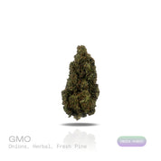 PUFFY GMO is a potent indica-dominant hybrid THCa strain, born from the legendary cross of Girl Scout Cookies and Chemdawg. The aroma opens with pungent onion notes, layered with fresh herbal undertones and crisp hints of pine. Visually, the buds are dense and sticky, showcasing a striking mix of dark green and purple hues, drenched in thick crystalline trichomes and accented by fiery orange pistils. Consumers often report a deeply relaxing and calming effect that begins with a euphoric lift, then gradually