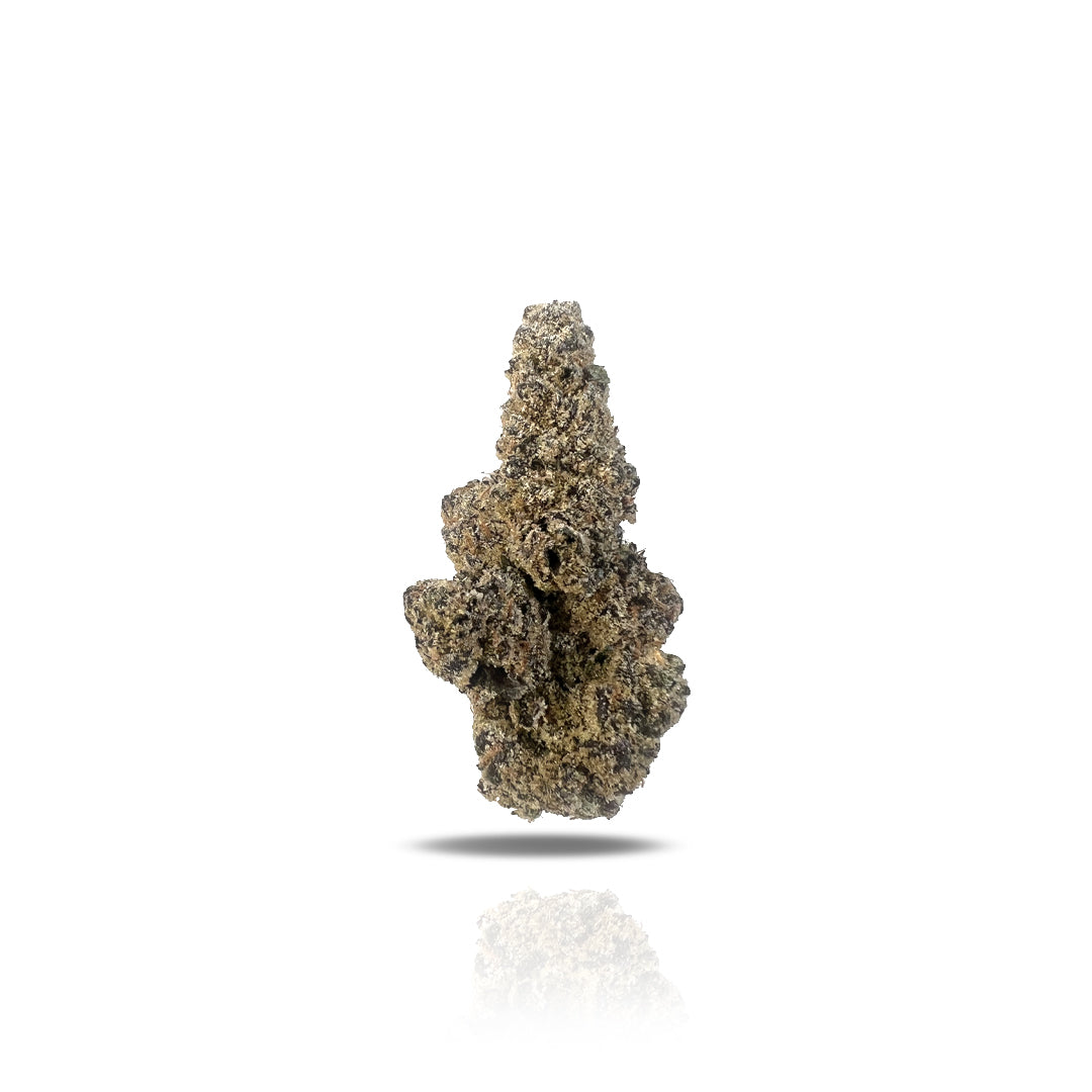 PUFFY Grape Gas THCa offers a distinctive aroma reminiscent of its name: sweet grapes and berries with hints of gas and earthy undertones. This potent strain was created from the fusion of Jet Fuel Gelato and Grape Pie, lending to its formidable properties. Features a deep violet hue with bright purple and green leaves accented with fuzzy, golden-orange hairs, caked with shimmering crystal trichomes. Users reported this as stimulating and blissful, sparking creativity while a subdued body high washes over t