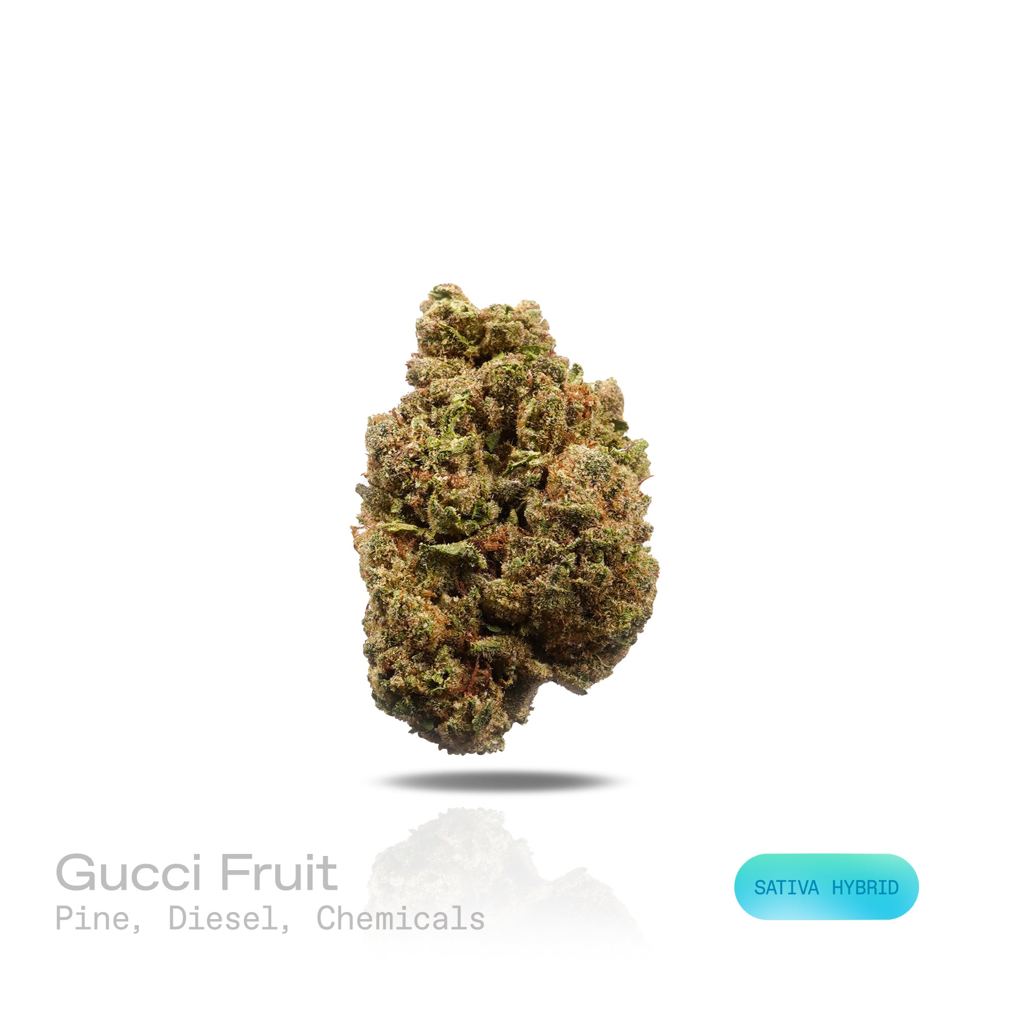 PUFFY Gucci Fruit is a sativa-dominant hybrid THCa strain, expertly crafted by crossing the legendary Grim Bastard OG and Forbidden Fruit. The aroma bursts with sharp notes of pine and diesel, layered with a bold chemical edge that gives it a distinctly powerful, fuel-like punch, perfect for those who love intense, invigorating scents. Visually, dense neon-green buds with pink undertones, fiery orange pistils, and a frosty coat of shimmering trichomes. Consumers often report an initial head lift that brings