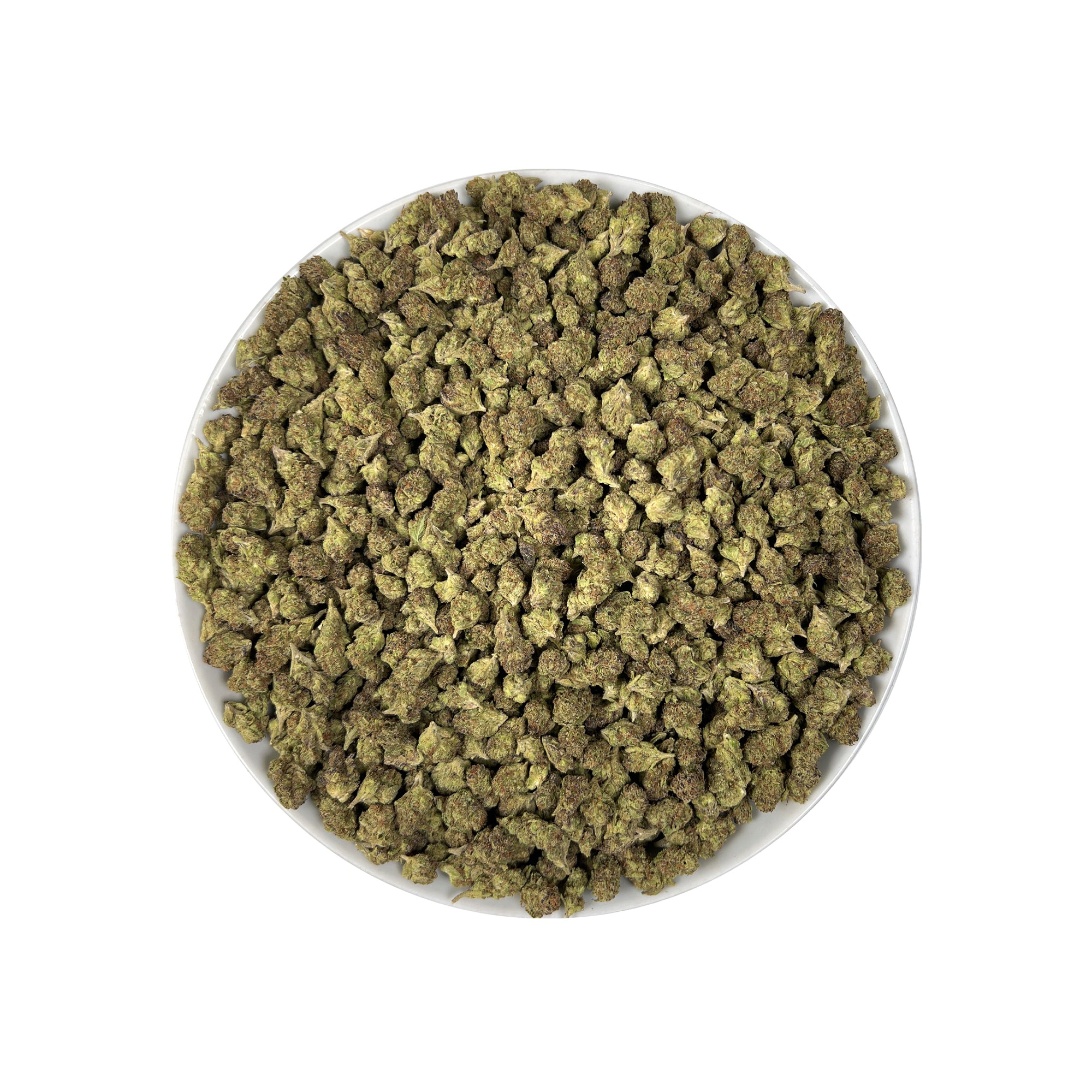 PUFFY Gush Mintz (smalls) is an indica-dominant hybrid THCa strain, born from the cross of Kush Mints × (F1 Durb × Gushers). The aroma is a distinctive blend of cool mint and savory cheese, layered with a sharp, pungent edge that gives it a bold and memorable character. Visually, the buds are dense and striking, showcasing dark green and deep purple hues intertwined with vibrant orange pistils and a sparkling layer of shimmering trichomes. Consumers often describe a powerful, body-zapping high that dissolve