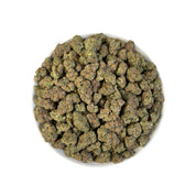 PUFFY Gwala is a balanced hybrid THCa strain created by crossing Rainbow Beltz and Moonbow. Aroma is a luscious mix of sweet tropical notes layered with ripe, juicy fruit.  Visually, dense buds draw the eye with vivid greens, deep purples, and fiery oranges, all wrapped in a sparkling blanket of resinous trichomes. Consumers often experience a balanced high that lifts the mood with euphoria and mental clarity before easing into calming physical relaxation, offering stress relief without sacrificing focus or