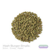 PUFFY Hash Burger (smalls) is an indica-dominant hybrid THCa strain, born from the masterful cross between Han Solo Hash Plant × Double Burger. The aroma is a savory mix of sharp onion, smooth creamy notes, and a hint of spicy pepper, creating a rich and intriguing scent. Visually, dense forest-green buds with purple hues and fiery orange pistils are coated in sticky trichomes. Consumers often report an experience that begins with a euphoric cerebral rush, gradually easing into deep body relaxation that del