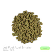 PUFFY Jet Fuel Acai (smalls) is a balanced hybrid THCa strain, born from the renowned cross of Cross of Hi-Octane × Jet Fuel. Aroma is bold and gassy with a refreshing touch of cool mint that lingers on the nose. Visually, dense medium-to-large buds show bright green hues, orange pistils, and a frosty trichome finish. Consumers often report a fast-hitting cerebral lift that sparks energy, focus, creativity, and motivation, followed by a soothing body relaxation.
