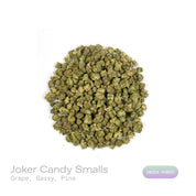 PUFFY Jokerz Candy (smalls) is an indica-dominant hybrid THCa strain, born from the flavorful cross between Gummiez and Grape Gasoline. The aroma bursts with bold grape notes layered over a gassy kick and a fresh, piney finish. Visually, the dense buds display forest-green tones with deep purple hues, vibrant orange pistils, and a frosty trichome coating. Consumers often describe the effects as euphoric and uplifting, promoting happiness and mental clarity, followed by a wave of deep relaxation.