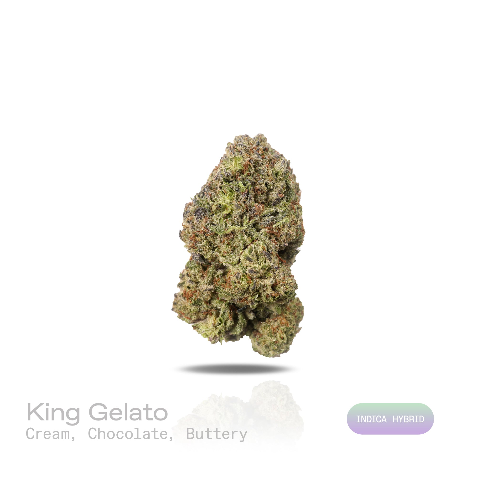 PUFFY King Gelato is an indica-dominant hybrid THCa strain, created from the potent pairing of High Octane and Curelato. The aroma exudes a rich blend of creamy sweetness layered with notes of chocolate and a smooth, buttery finish. Visually, the dense buds showcase deep forest greens with dark accents, bright orange pistils, and a thick layer of sparkling trichomes. Consumers often describe an invigorating yet soothing experience, where a euphoric body eases tension while sharpening focus and lifting the m