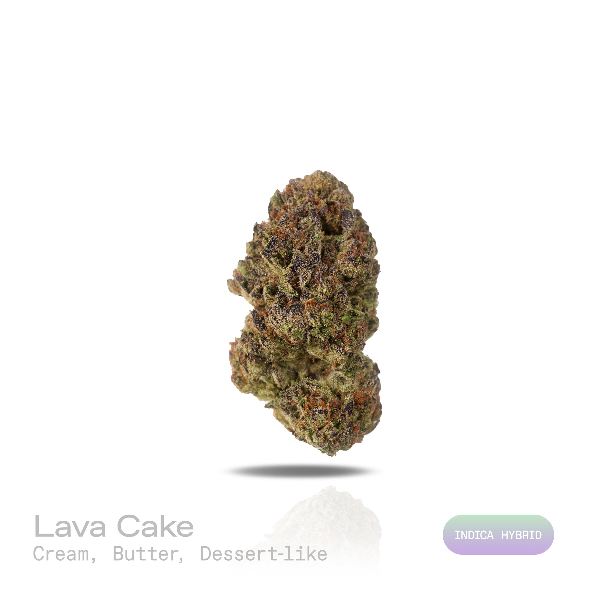 PUFFY Lava Cake is an indica-dominant hybrid THCa strain, crafted from the legendary lineage of Cross of Thin Mint × Grape Pie. The aroma is rich and inviting, with creamy, buttery notes that give off a sweet, dessert-like essence. Visually, the buds are dense with purple highlights, vibrant greens, and bright orange hairs, all dusted in frosty trichomes. Consumers often describe an initial wave of cerebral euphoria and light uplift before the experience shifts into deep physical calm.
