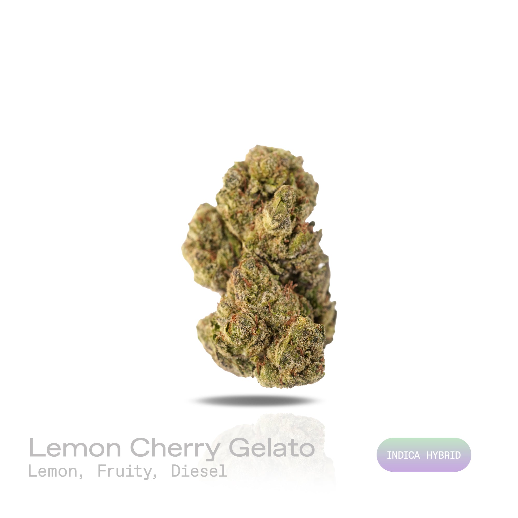 PUFFY Lemon Cherry Gelato is an indica-dominant  hybrid THCa strain, expertly crafted from a potent cross between Sunset Sherbet and Girl Scout Cookies. The aroma bursts with bright lemon and fruity notes, balanced by a sharp hint of diesel that adds a bold, distinctive edge. Its flavor blends zesty lemon, sweet cherry, and berry with a smooth, creamy gelato-like finish. Visually, buds are dense and frosty, featuring deep green and purple hues with bright orange pistils and a thick coating of sparkling tric