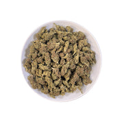 PUFFY Peach Ringz is an indica-dominant hybrid THCa strain born from the flavorful cross of Marionberry and Eddy OG. The aroma is a delightful blend of sweet, juicy peaches, subtle candied sugar, and the soft, sun-ripened essence of apricots. Visually, the buds are bushy and densely packed, covered in glistening trichomes with minty  green tones and dark olive undertones. Consumers frequently describe this strain as offering a harmonious experience, starting with a light, uplifting mental clarity that brigh