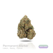 PUFFY Permanent Marker is an indica-dominant hybrid THCa strain, born from the complex cross of Biscotti, Jealousy, and Sherbet BX. The aroma is a zesty blend of fresh lemon, pungent gassy notes, and delicate floral undertones. Visually striking, the buds feature deep purple and green hues, bright orange pistils, and a thick coating of sparkling resinous trichomes. Consumers often report a blissful euphoria that uplifts the mood, sparks creativity, creates gentle tingling sensations, and envelops the body i