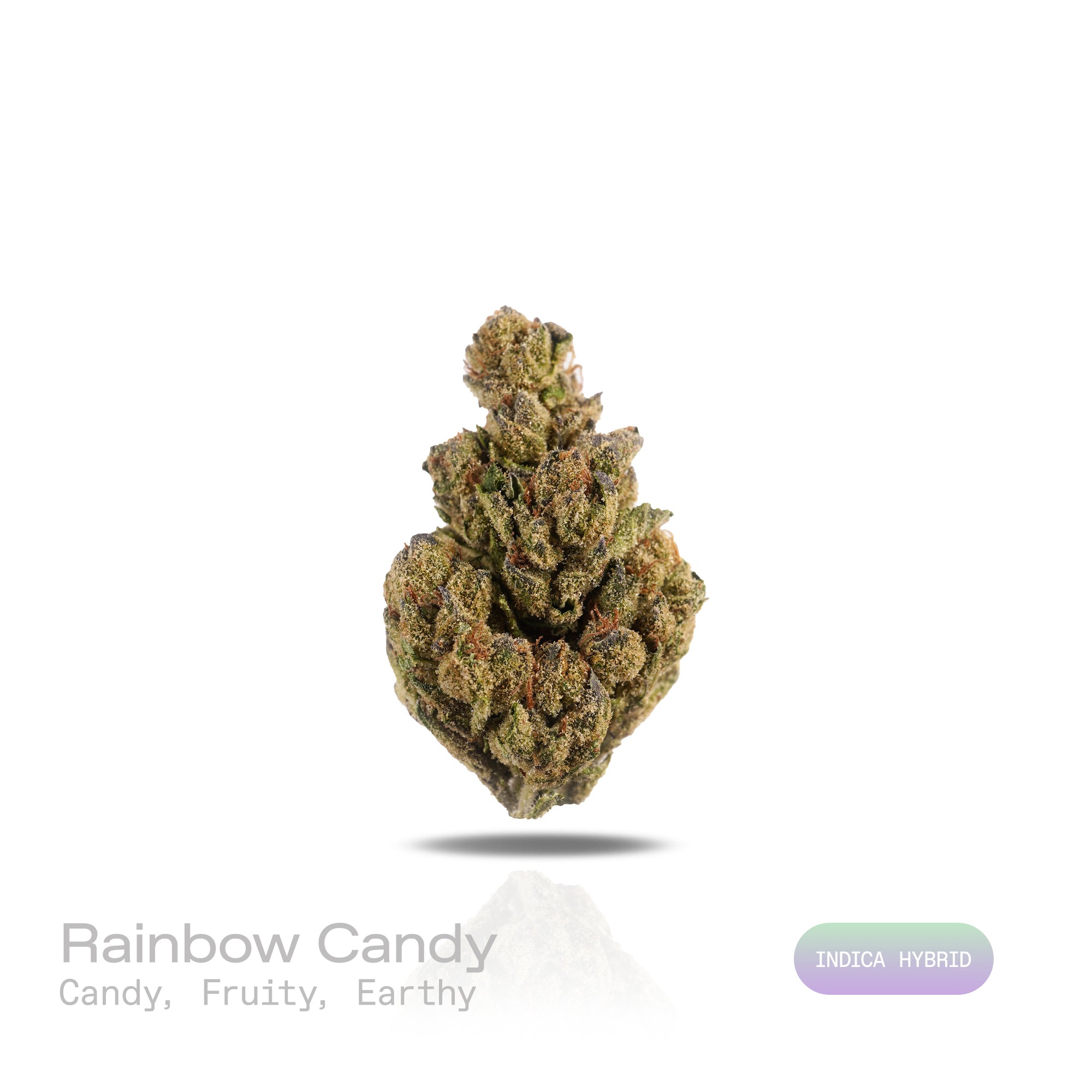 PUFFY Rainbow Candy is an indica-dominant hybrid THCa strain created by crossing ZKZ × Dosidos. The aroma entices with a sweet, candy-like scent, layered with fruity notes and a subtle earthy undertone. Visually striking, these buds are bold in size with layered green tones, fiery pistils, and a crystal-dusted surface that catches the eye. Consumers often report a deeply soothing body calm that melts away tension while simultaneously lifting the spirit into a joyful, euphoric state.

