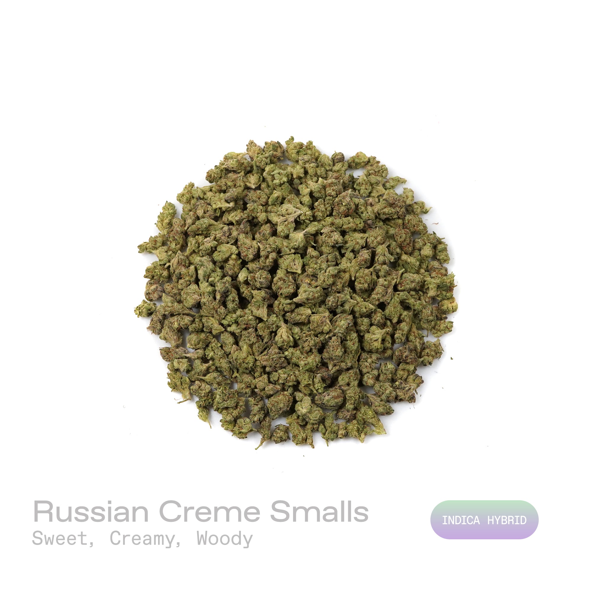 PUFFY Russian Creme (smalls) is an Indica-dominant hybrid THCa strain, created from a cross between White Widow × AK-47. The aroma entices with sweet, creamy notes complemented by a warm, woody undertone. Visually, the dense buds display rich forest-green with hints of purple, bright orange pistils, and a sparkling layer of trichomes. Consumers frequently experience a lively rush of euphoria and mental clarity that sparks creativity, gradually melting into a soothing, tingling wave of full-body relaxation.