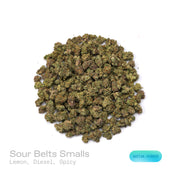 PUFFY Sour Belts (smalls) is a sativa-dominant hybrid THCa strain, born from the legendary union of Sour Diesel and Candyland. The aroma presents a zesty blend of tangy lemon, sharp diesel, and a subtle spicy undertone. Visually, the buds are dense and bright green, adorned with vibrant orange pistils and coated in a generous layer of sticky, glistening trichomes. Consumers often report an uplifting, euphoric onset that feels energetic and social, followed by a gentle, calming relaxation that balances the i