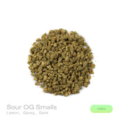 
PUFFY Sour OG (smalls) is a balanced hybrid THCa strain, born from the cross of Sour Diesel and OG Kush. The aroma bursts with zesty lemon notes, layered with pungent gassy undertones and a deep, earthy dankness that lingers. Visually striking, these dense buds feature deep green tones with purple accents, dotted with orange pistils and a sparkling trichome coating. Consumers often report an initial euphoric head high that gradually flows into a soothing, relaxed body sensation, leaving them feeling blissf