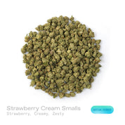 PUFFY Strawberry Cream (smalls) is a sativa-dominant hybrid THCa strain crafted from the powerful cross between Strawberry Cough and The White. Aroma is a luscious blend of ripe strawberry, rich creamy notes, and a zesty twist that awakens the senses. Visually, dense green buds with purple hues and fiery orange pistils are coated in sticky trichomes. Consumers often report an energetic, talkative, and uplifted mood, experiencing clear-headed cerebral stimulation with gentle physical relaxation.